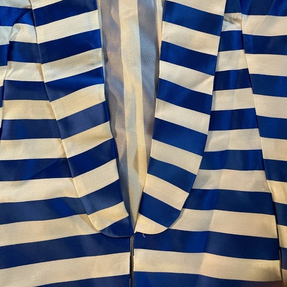 Opus LONDON Cobalt Blue and White Stripe Collar Blazer - Picture 7 of 8